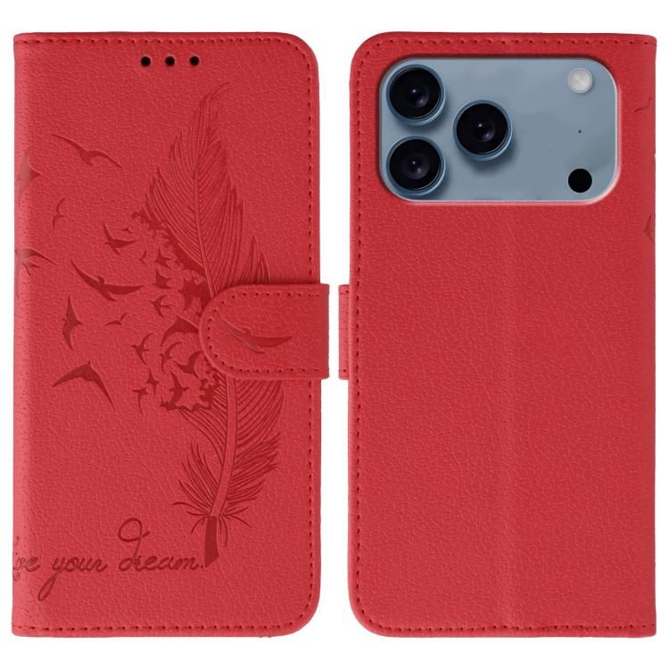For iPhone 18 Pro Max / iPhone 17 Pro Max Feather Pattern Litchi Texture Leather Phone Case