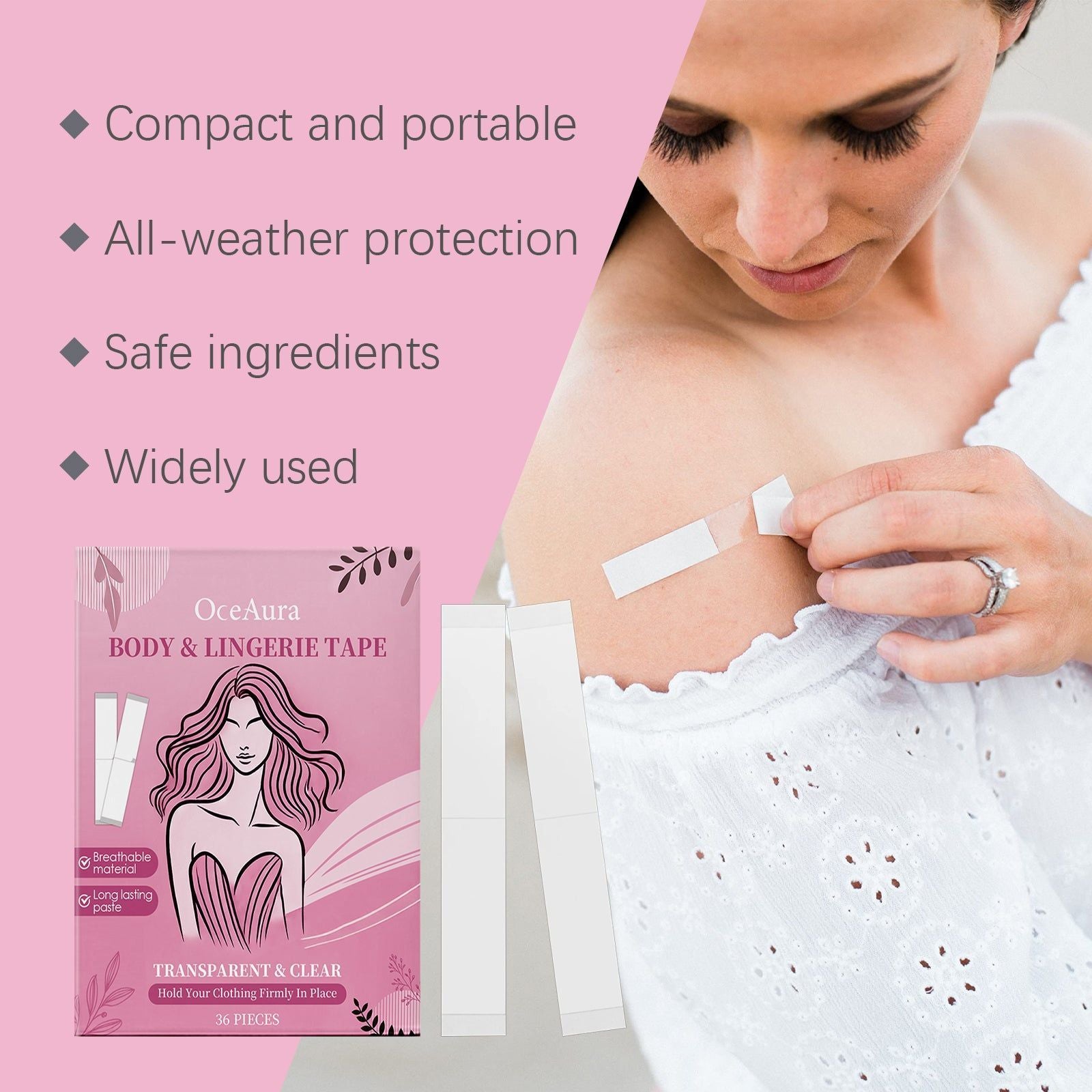 Anti-Wardrobe Malfunction Strap, Invisible Non-Slip Fix, Skin-Friendly, Secure Fit ,36pieces