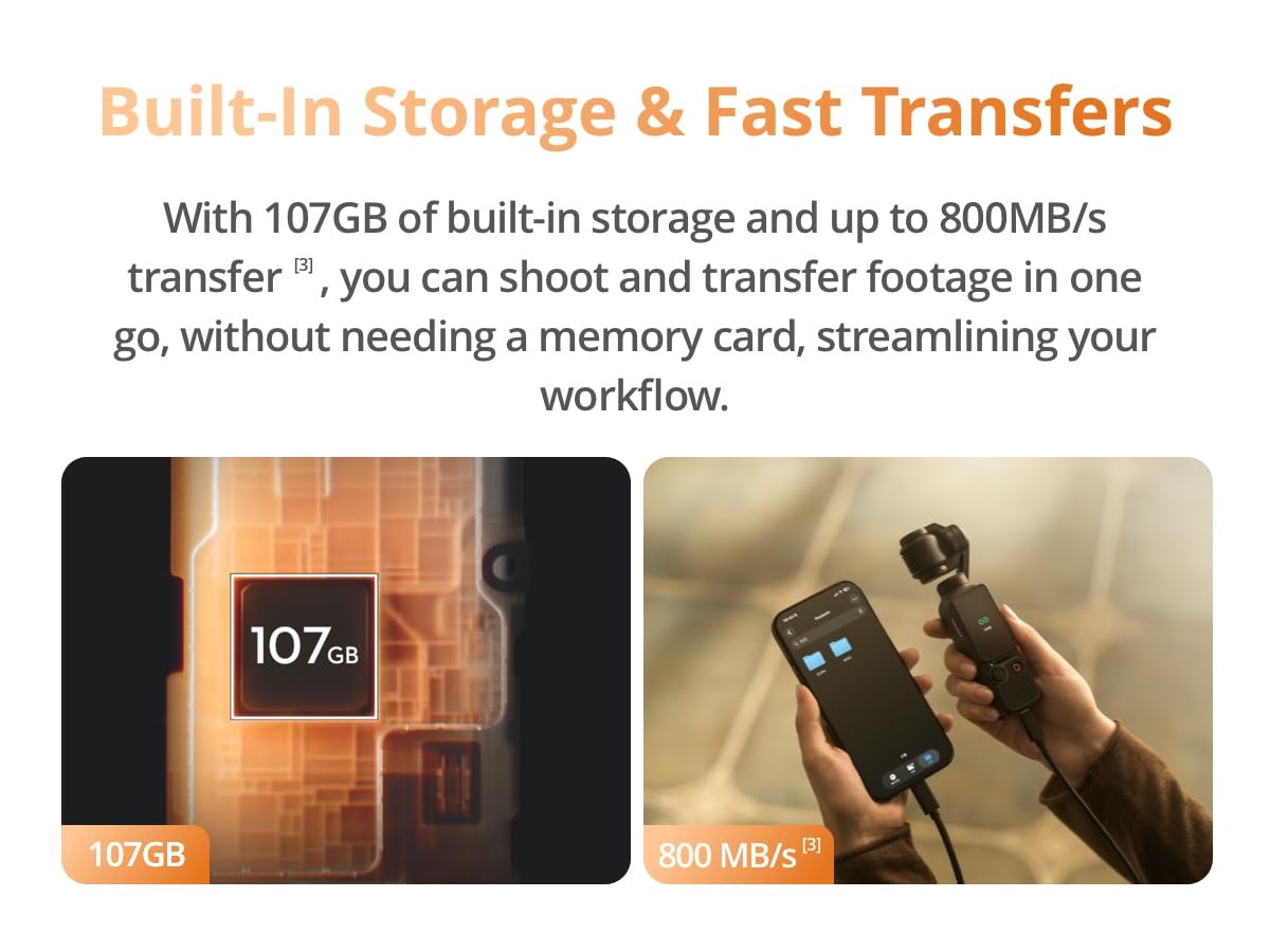 DJI Osmo Pocket 4 Creator Combo Handheld Gimbal Camera, 1" CMOS, 4K/240fps, 107GB Storage, Creator Kit
