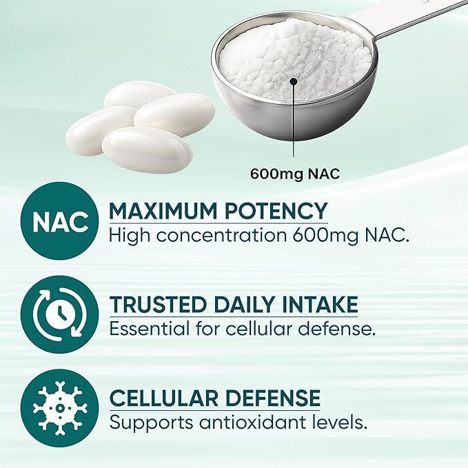 NAC N-Acetyl-L-Cysteine 600mg Softgels with NAD+, Coconut MCT Oil Supplement, 300 Count Gluten Free GMO Free Lab Tested Dietary Capsules