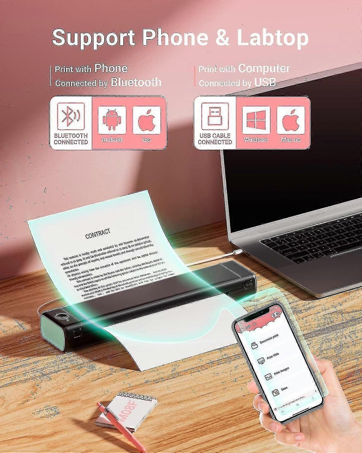 M08f A4 Wireless Thermal Printer Portable Handheld Bluetooth Mini Personal Home Office Printers Hd P zxin