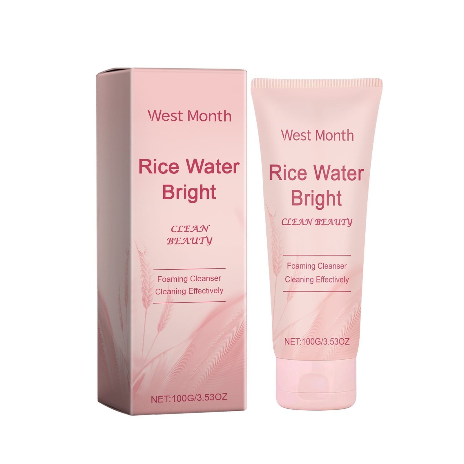 Brightening Rice Facial Cleanser, Moisturizing, Gentle, Non-Greasy, Skin Care ,100g
