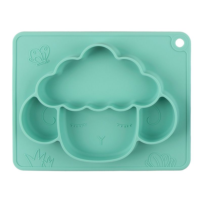 Food Grade Silicone Baby Plate Cartoon Sheep Food Divided Dishes Tableware Feeding Mat