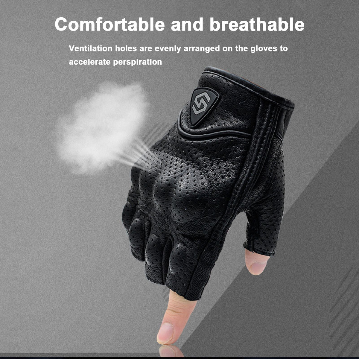 2Pcs Half Finger Gloves Faux Leather Knuckle Protection Motorcycle Gloves