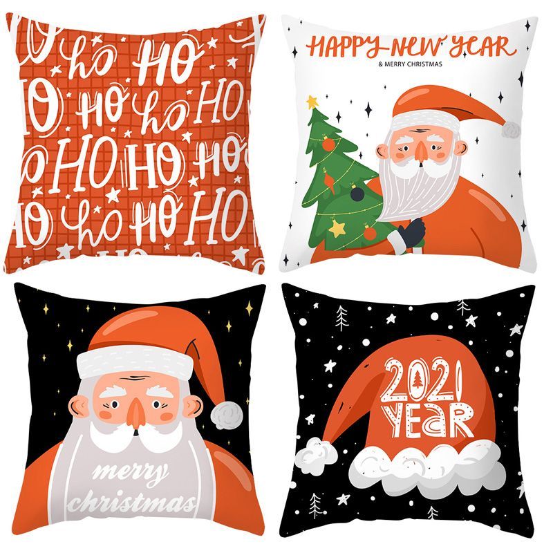 4pcs Christmas Pillow Cases Merry Christmas Throw Cushion Covers Holiday Decoration