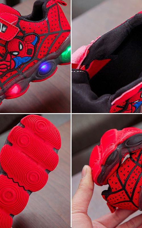 Kids Sports Shoes  Spiderman Lighted Sneakers Children LED Luminous Shoes For Boys