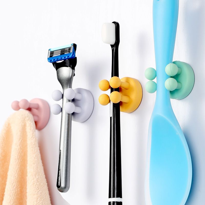 6pcs Silicone Adhesive Hook Utility Stand Plug Cable Holder Key Hook For Bathroom Kitchen