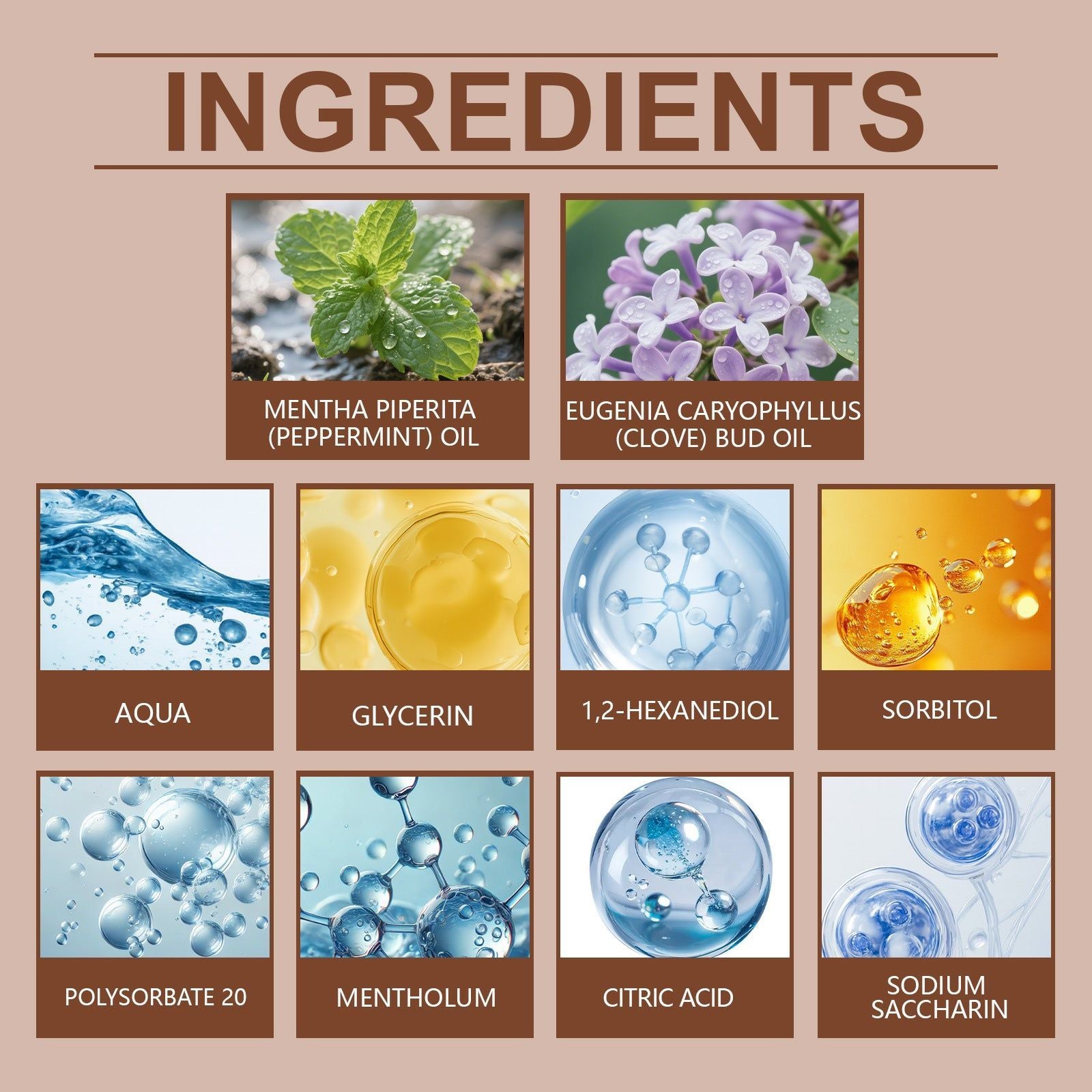 Clove Mint Mouthwash, Fresh Breath, Gum Care, Herbal, Long-Lasting Freshness ,30ml