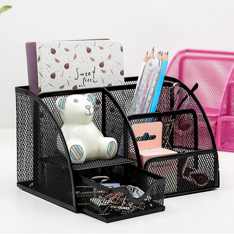 Desk Organizer Table Storage Organizer for Office Desk Pens Bucket Organizer