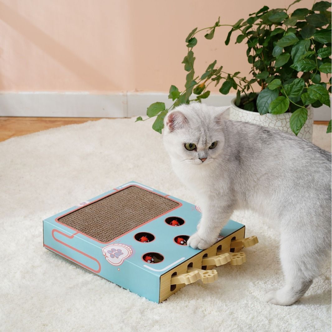 Cat Scratching Board Whack-a-mole Cat Toy 3-in-1 Corrugated Paper Scratching Block