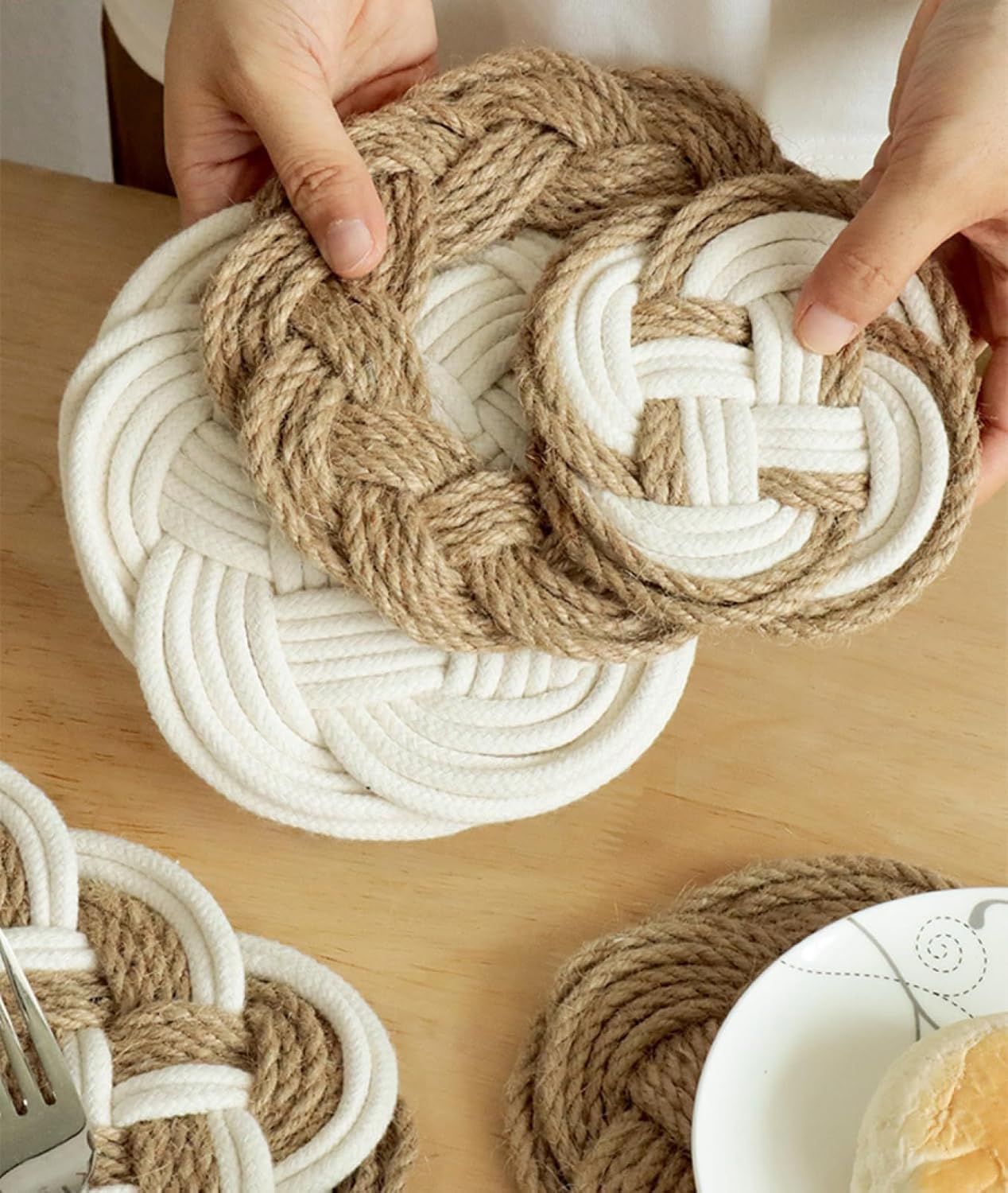 6 Pack Nordic Style Weaving Placemats Desktop Decor Coffee Tea Mat Farmhouse Table Mats