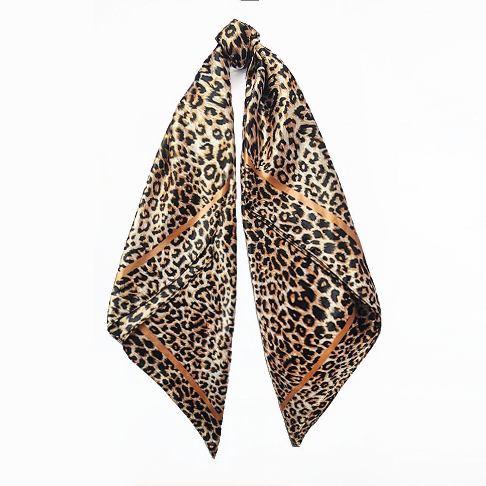 4Pcs Leopard Print Satin Silk Square Scarf Set for Women