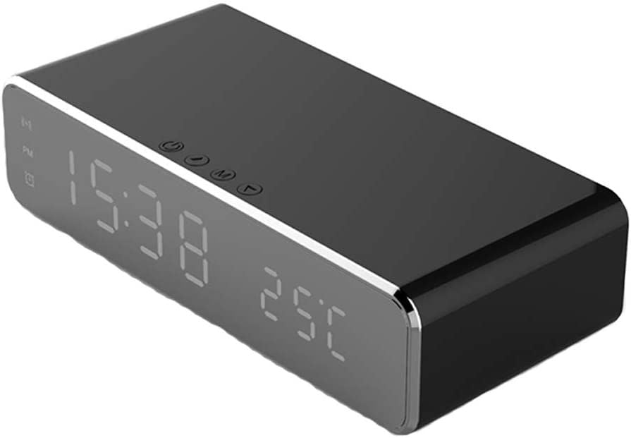 LED Wireless Charger Pad Dock Alarm Clock With Time Temperature Display