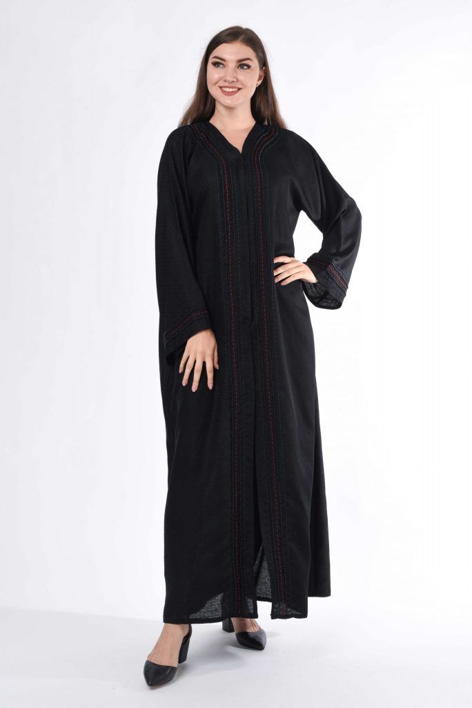 MOiSTREET Black Abaya with hand embroidery