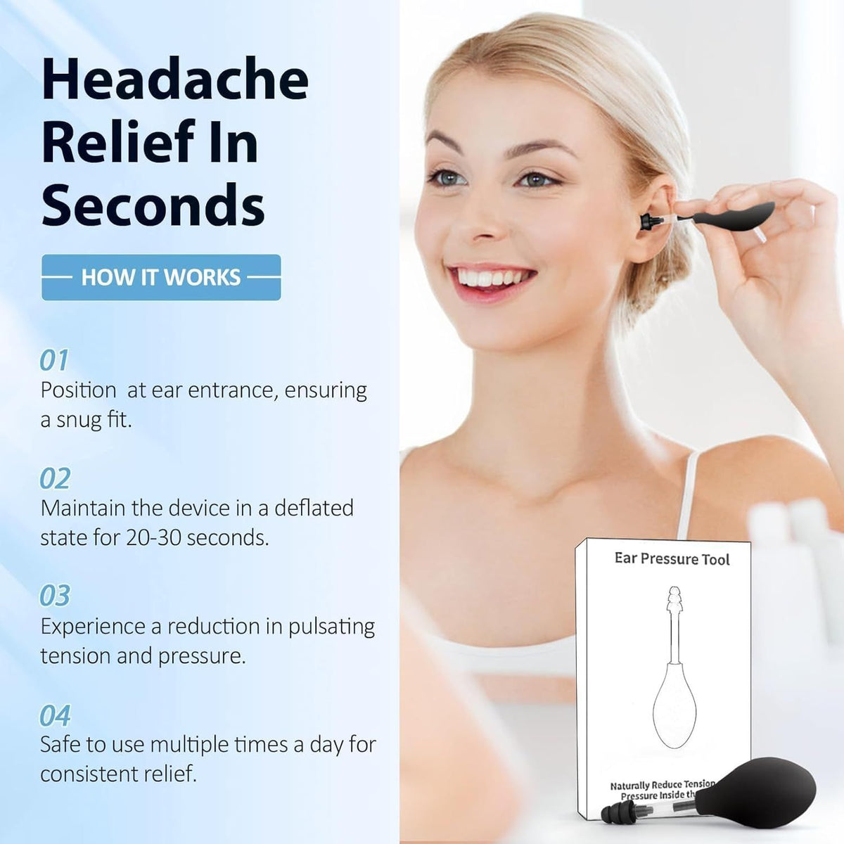 Ear Pain Relief Tool Natural Ear Pressure Relief Device Inner Ear Pressure Stimulation