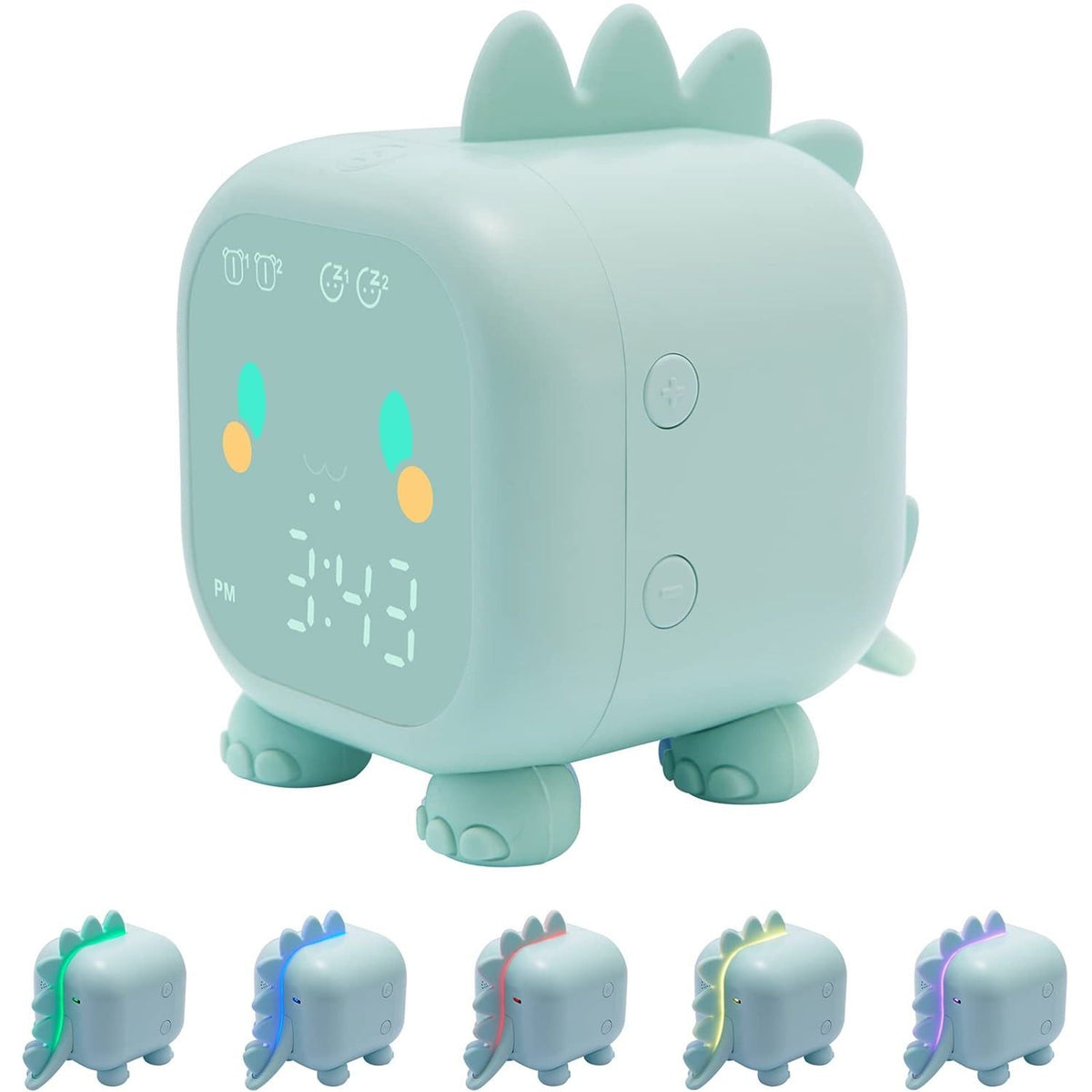 Kids Dinosaur Alarm Clock Creative Cartoon Bedside Clock Night Light Rechargeable