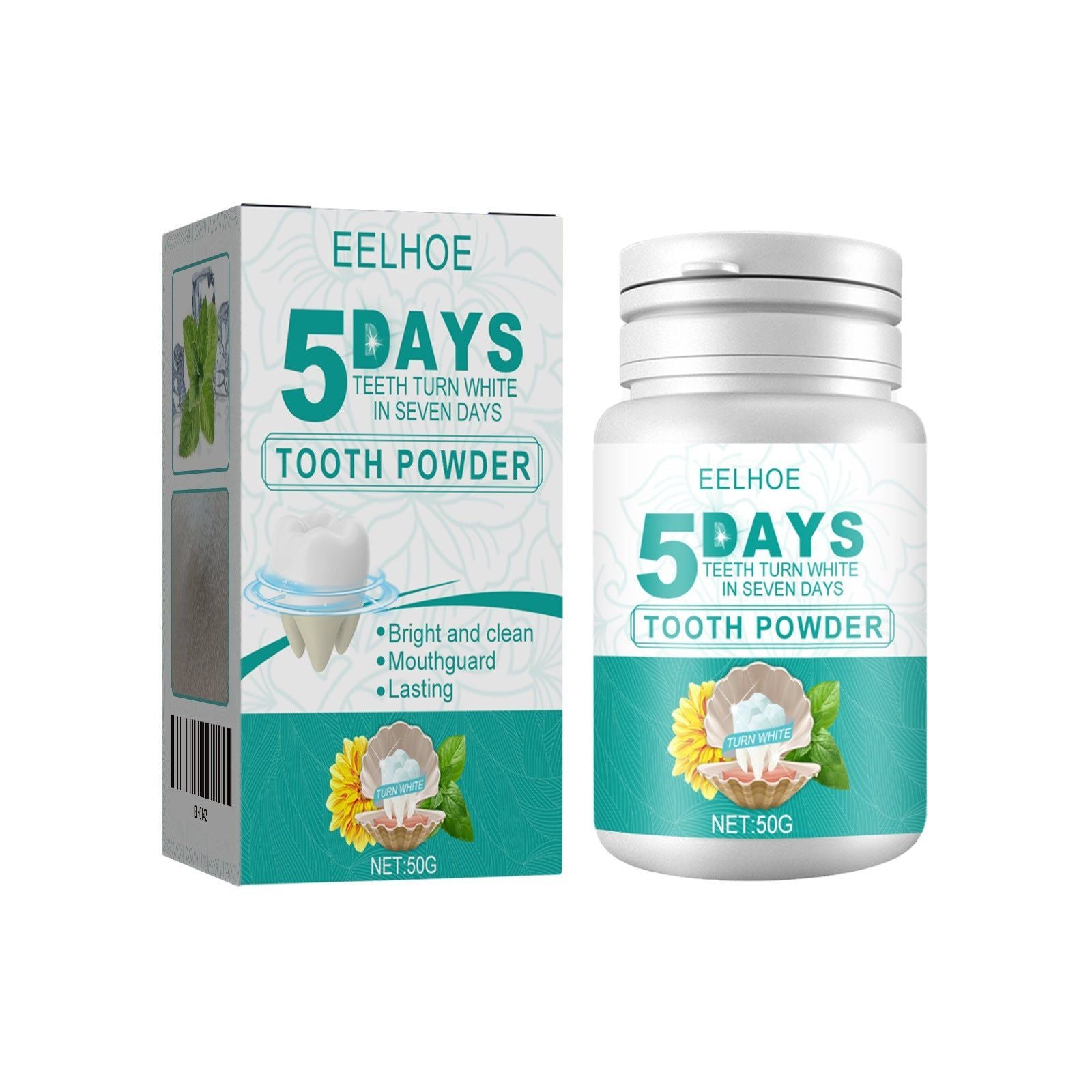 5 Day Whitening Tooth Powder, Remove Dirt, Freshen, Brighten White Teeth, Natural Smile ,50g