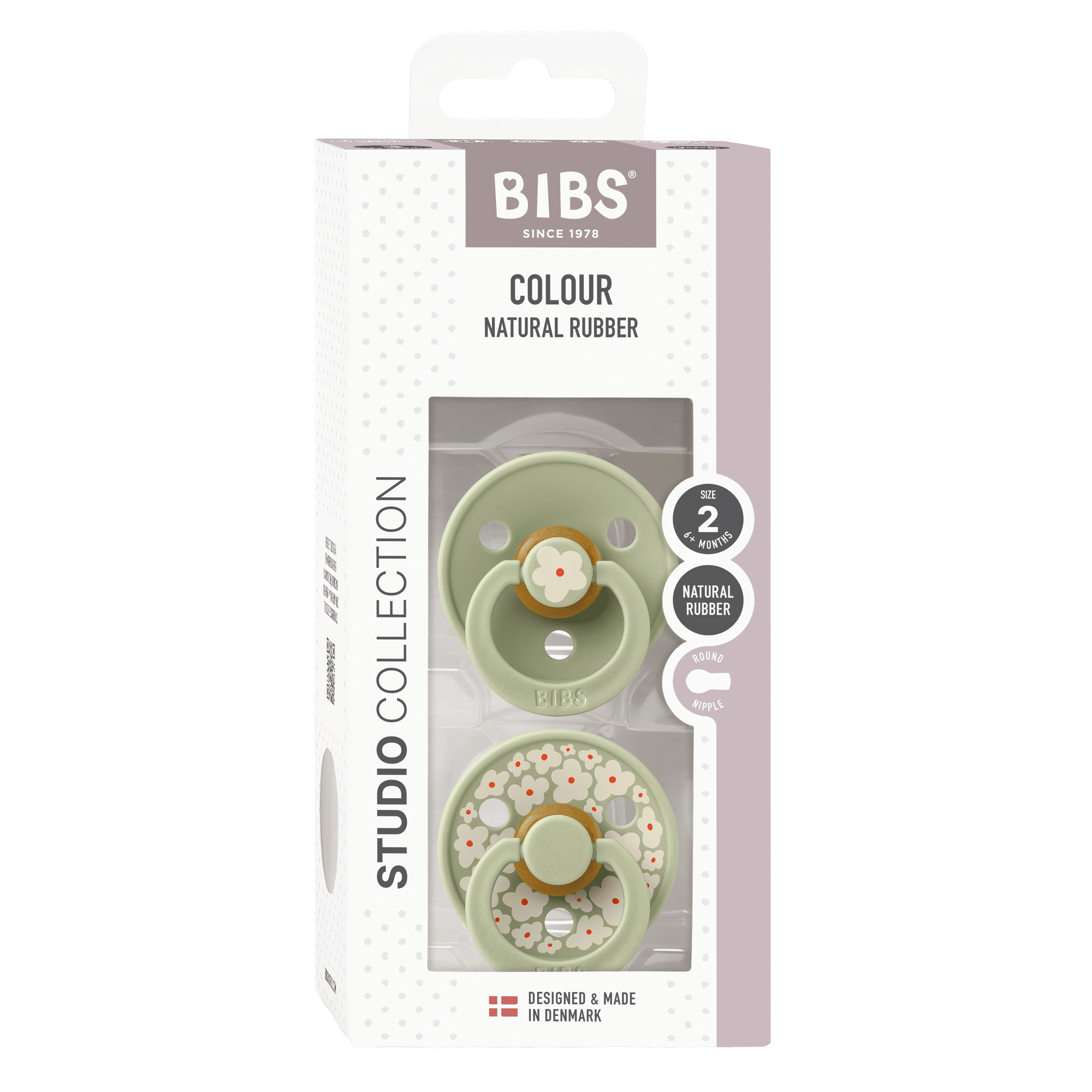 Bibs Pacifier Size 2 - Baby 6-18M (2pcs)-Studio Colour-Sage Mix