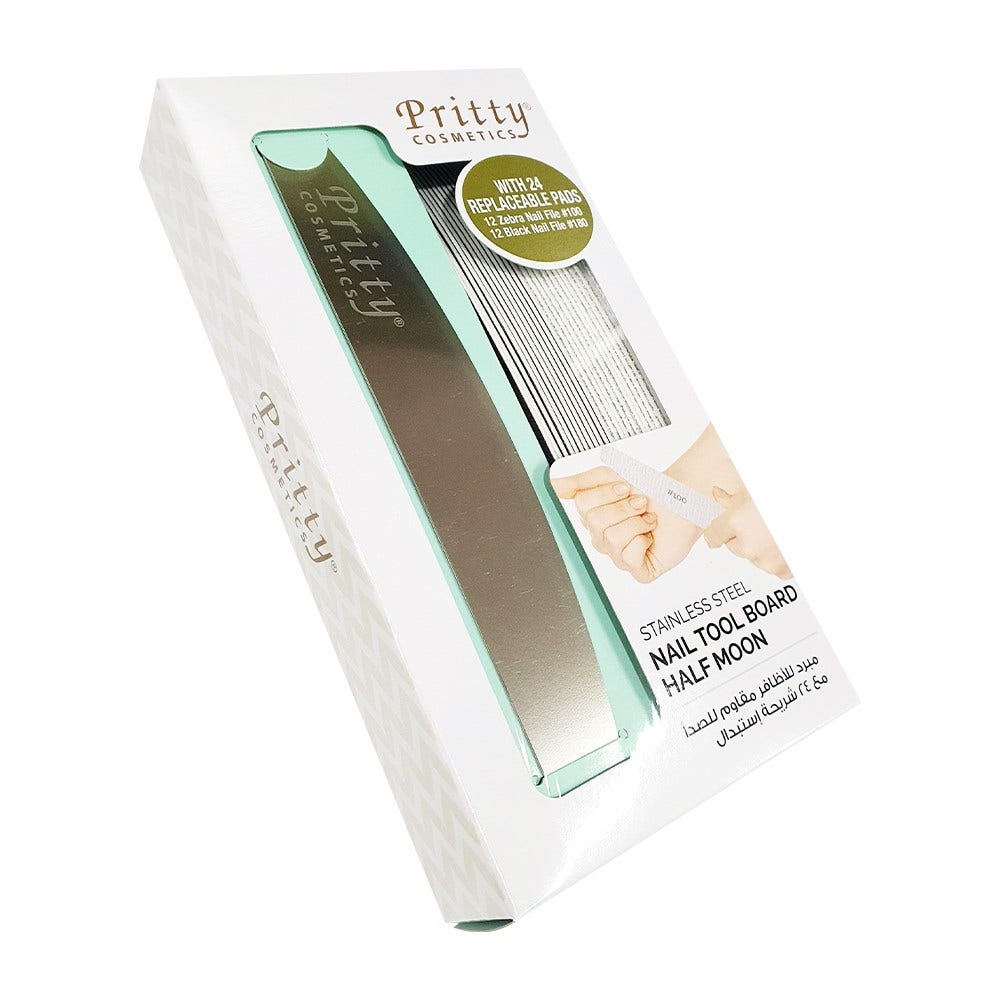 Pritty Stainless Steel Nail Tool Board Half Moon, With 24 Pads