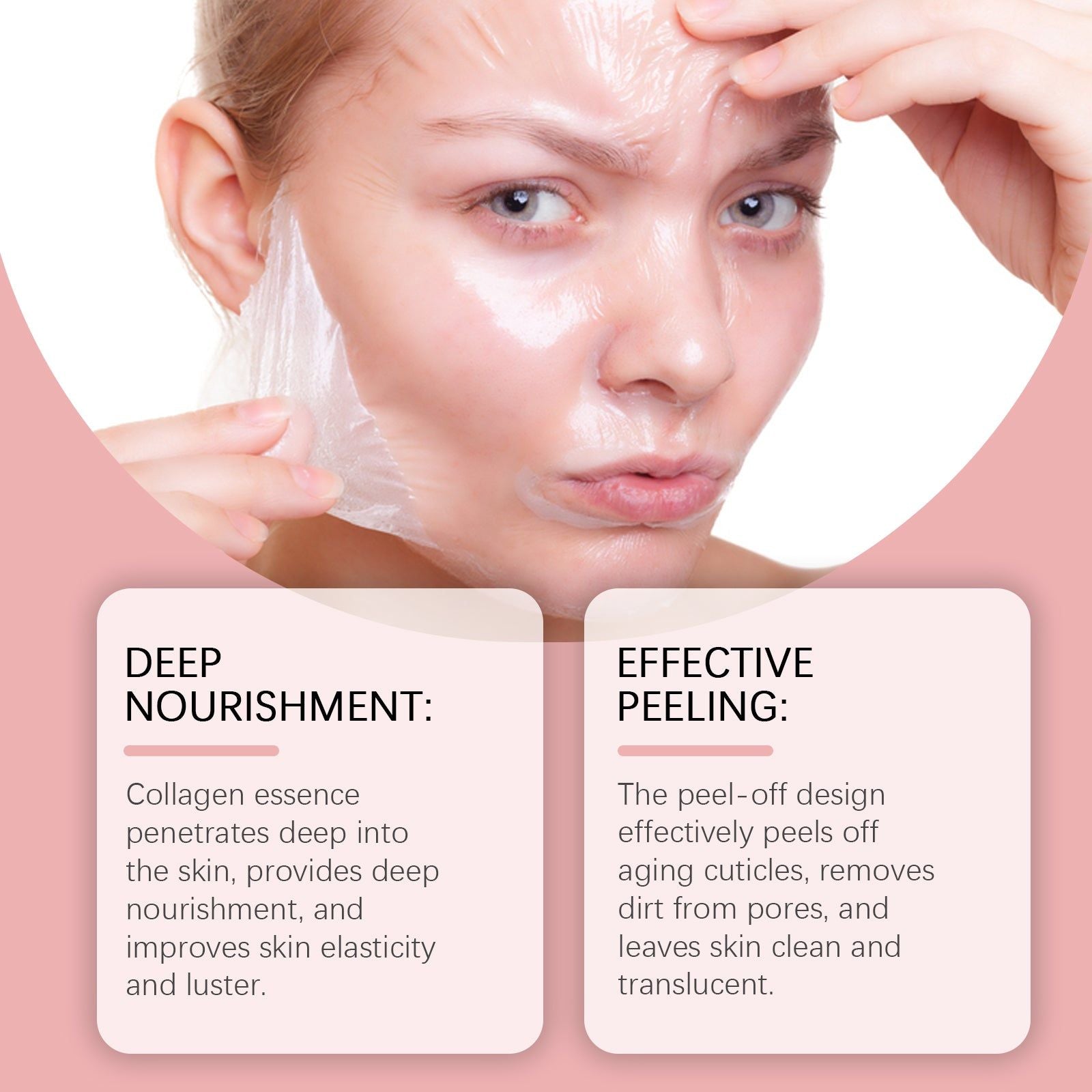 Collagen Peel Mask for Firming Skin, Anti-Aging, Deep Hydration, Natural Glow ,1 set