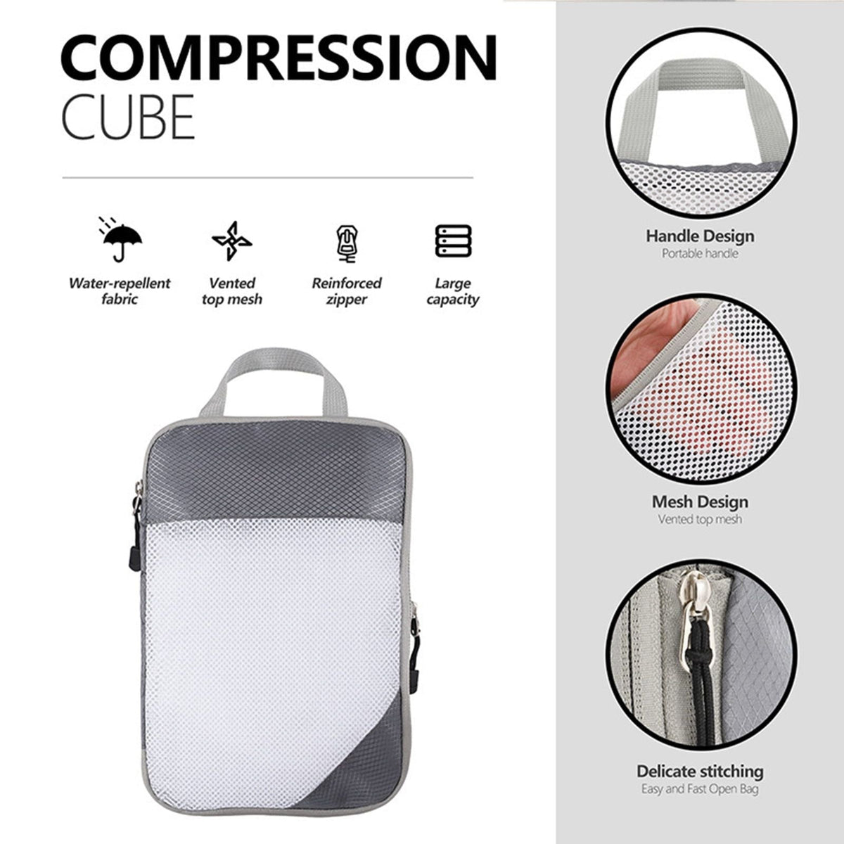 3pcs Expandable Storage Bag Backpack Organizer Compression Packing Cubes for Suitcases