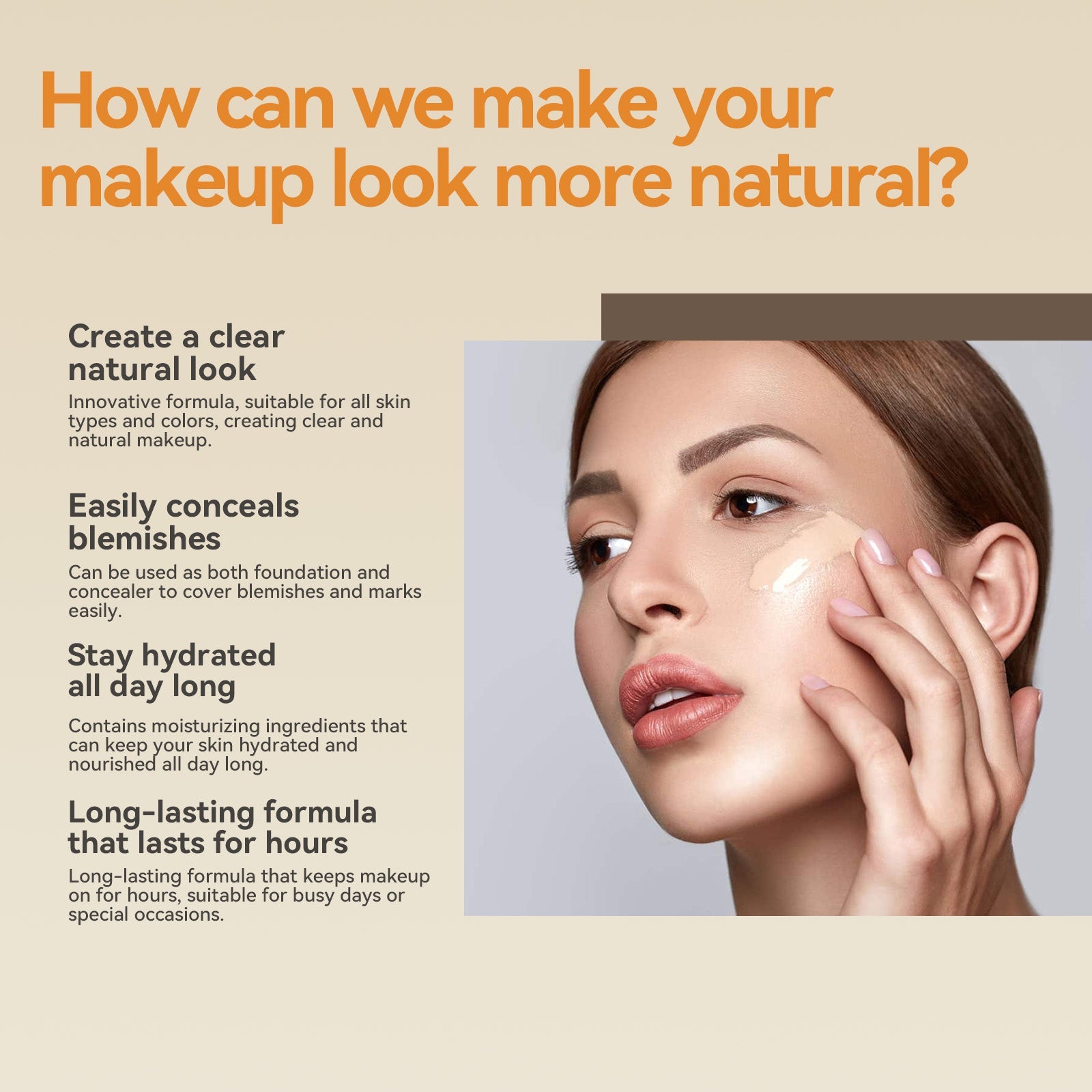 Concealer for Invisible Pores, Oil Control Foundation, Blemish Cover, Long-Lasting ,30ml