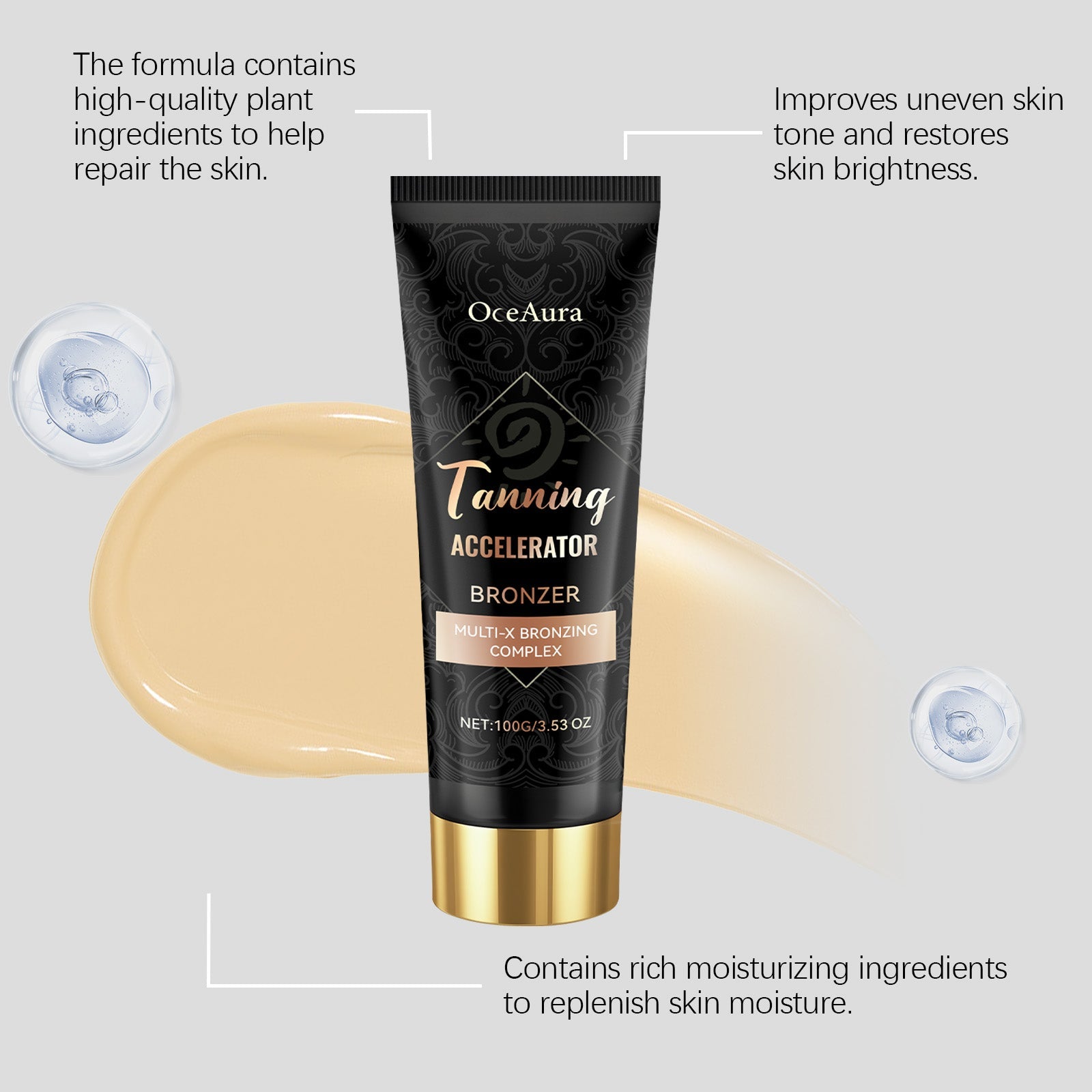 Blackening Cream for Summer Tanning, Glowing, Soft Skin, Long-Lasting Moisture ,100g