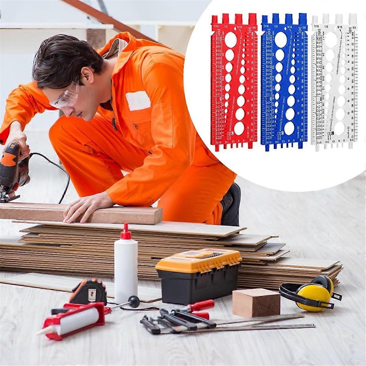 3Pcs Nut Bolt Thread Gauge Plastic Metric and Standard Sizer Tool