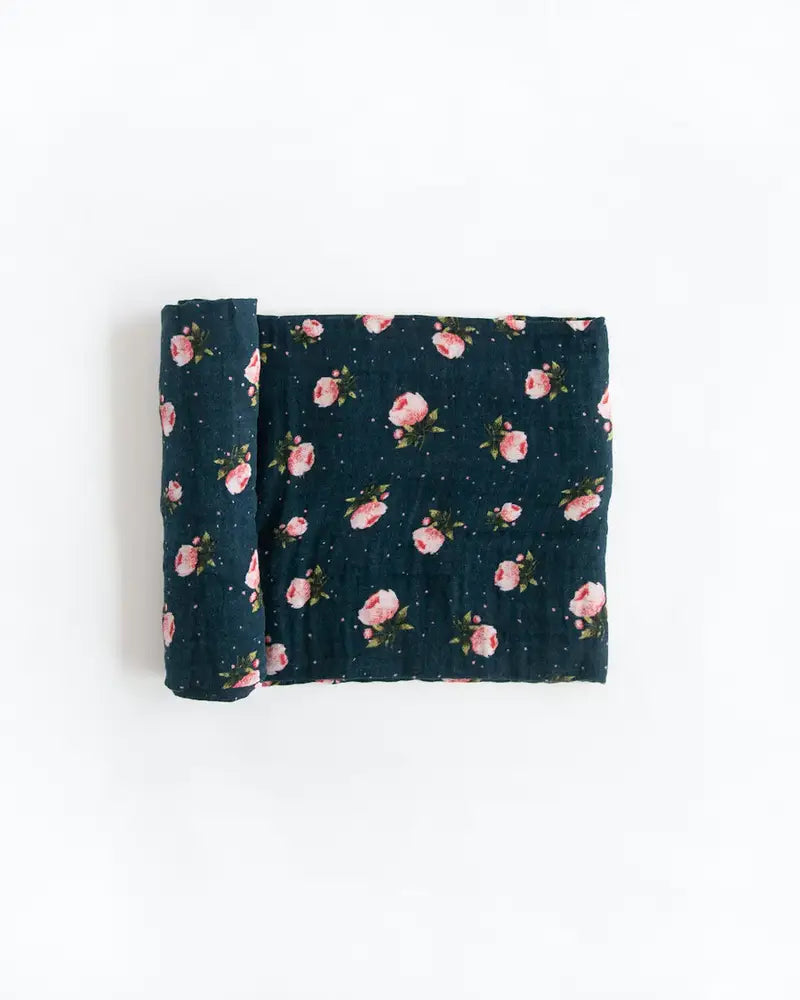 Little Unicorn - Cotton Muslin Swaddle - Midnight Rose