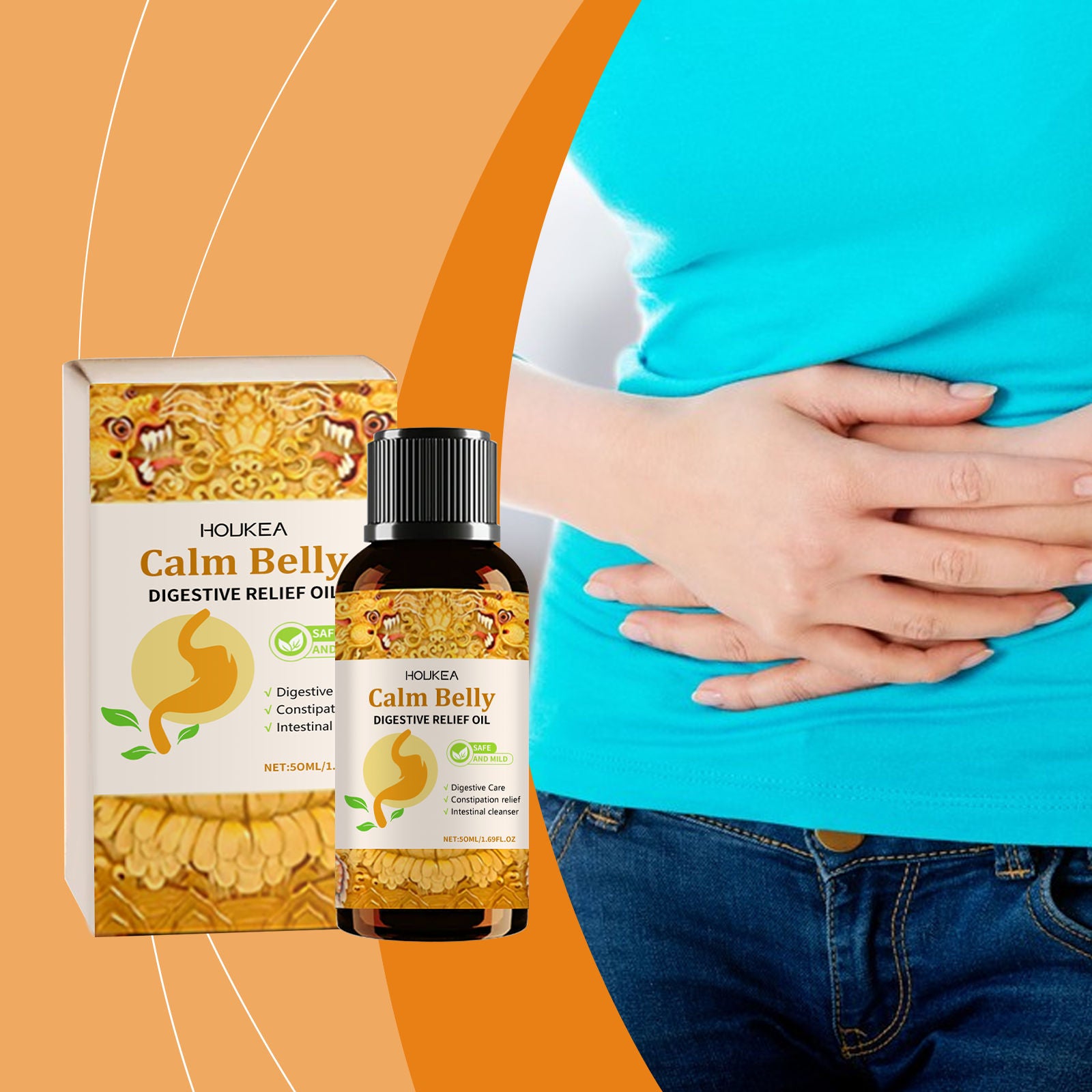 Body Care Massage Oil, Relaxing, Moisturizing, Abdominal Relief, Essential Oil ,50ml