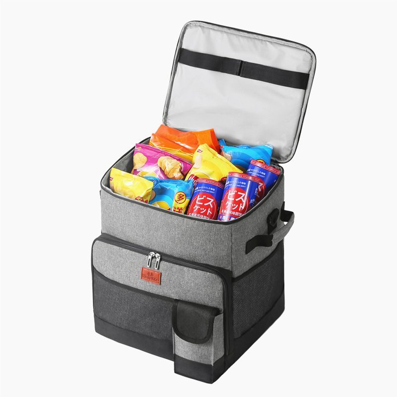 Rolling Insulated Food Delivery Cooler Bag with Telescopic Handle