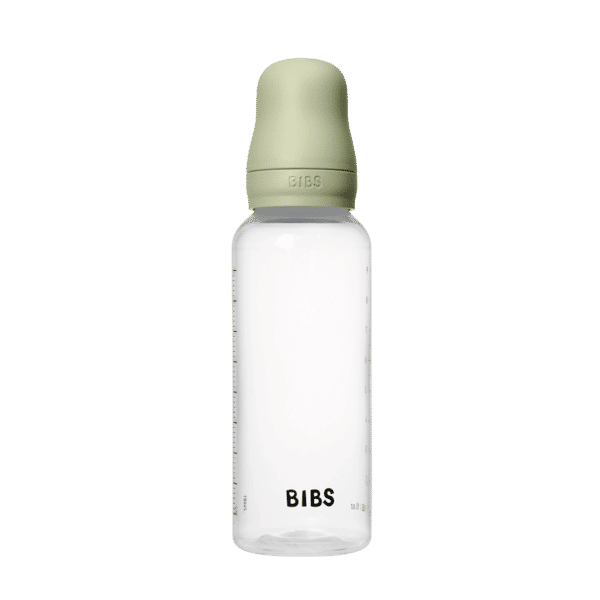 BIBS Glass Baby Bottle Round Latex 240 ml  (3-6m Sage)