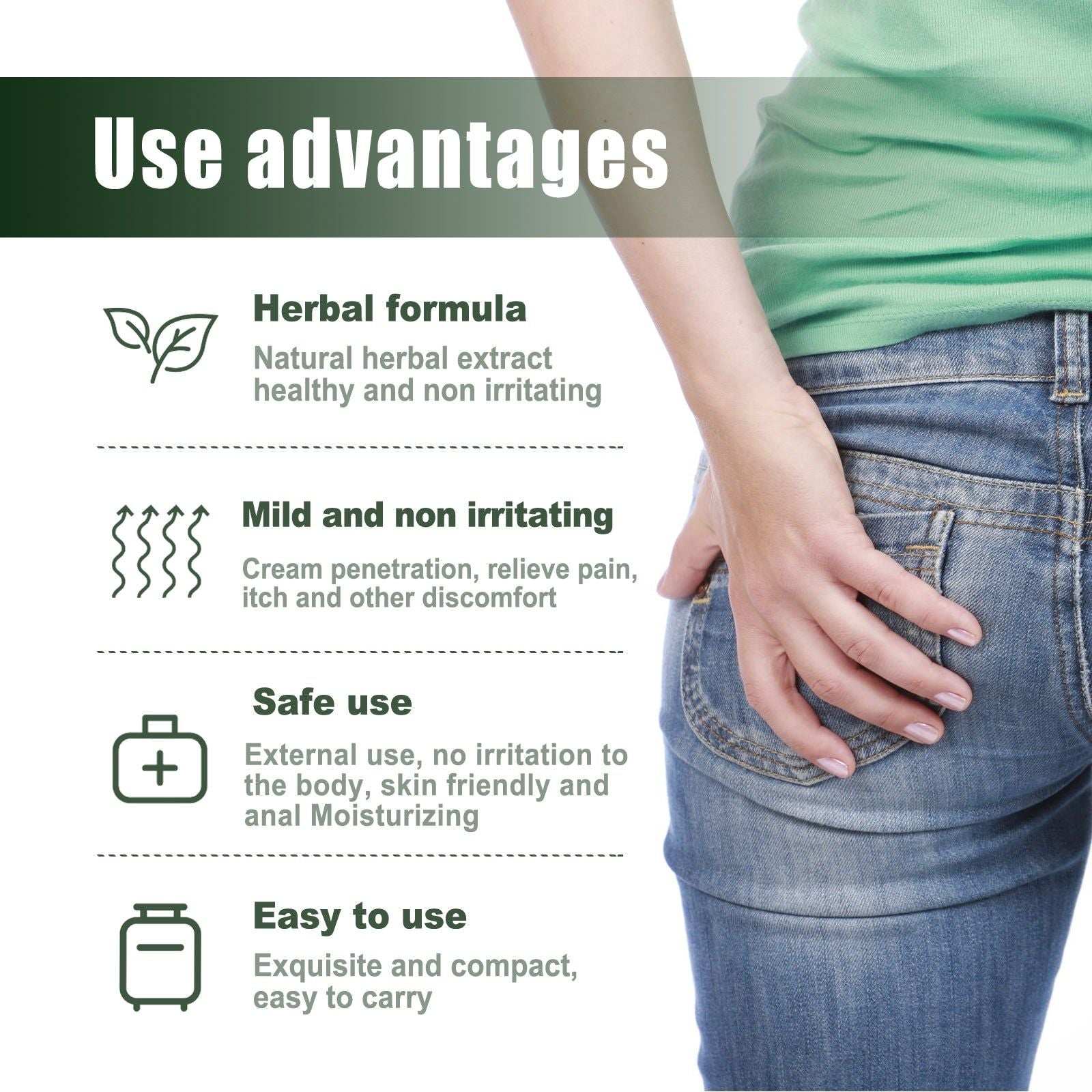 Herbal Hemorrhoid Care Ointment, Relieves Itching, Swelling, Fast Relief, Natural Healing ,20g