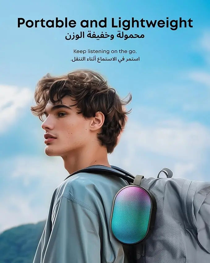 Anker Soundcore Pyro Mini Bluetooth Speaker, 6W Sound, LED Light Effects, TWS Pairing, 10H Playtime, Black