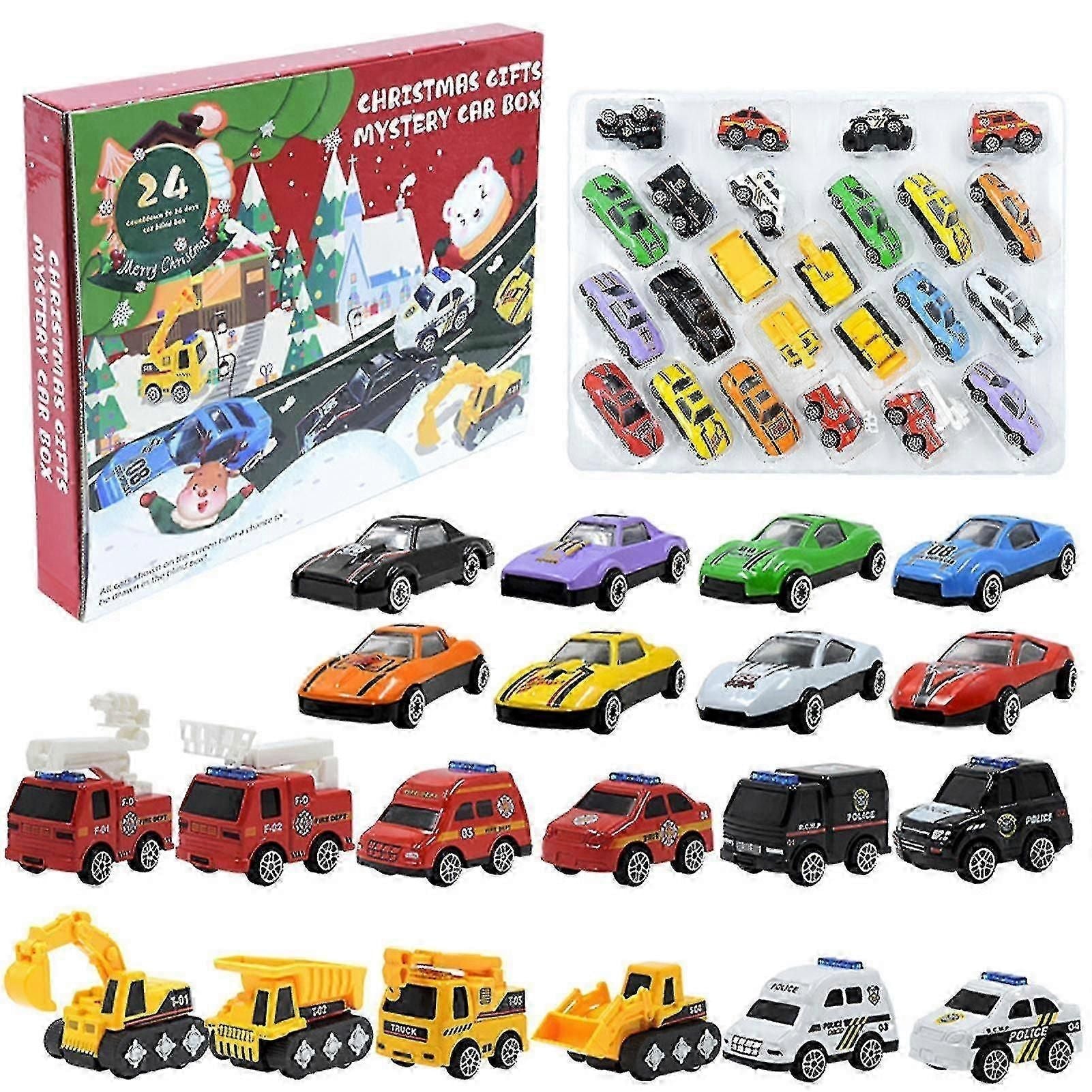 24-Day Christmas Advent Calendar Building Blocks - Educational Vehicle Toy Set for Kids Holiday Family Activities