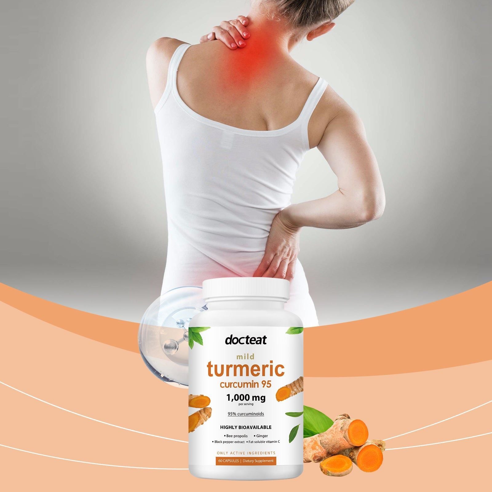 Boost Your Body Care with Curcumin & Ginger for Joint Relief, Vitality ,60pcs