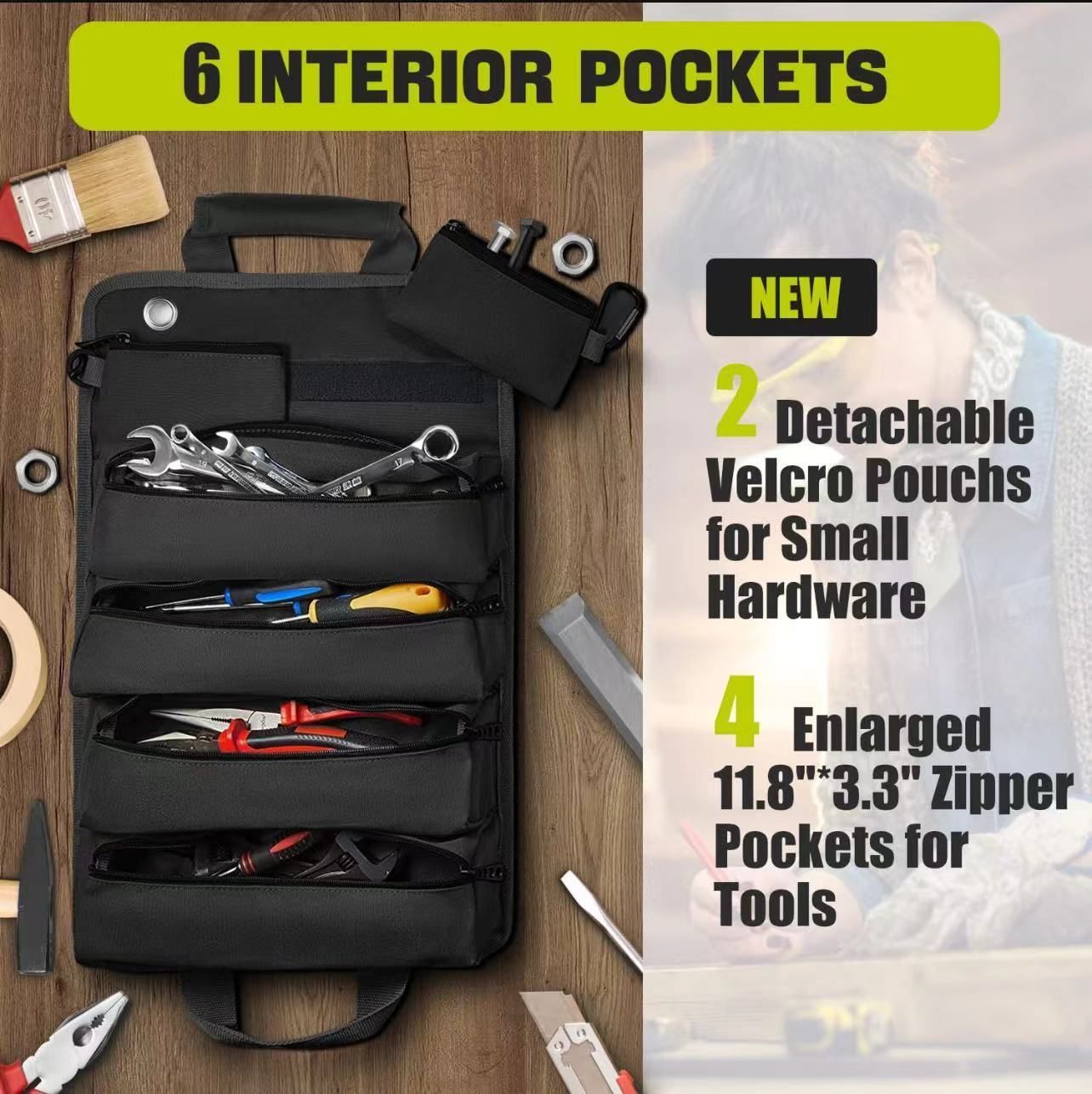 Hardware Tool Bag Portable Roll Up Tool Organizer Oxford Cloth Storage Bag