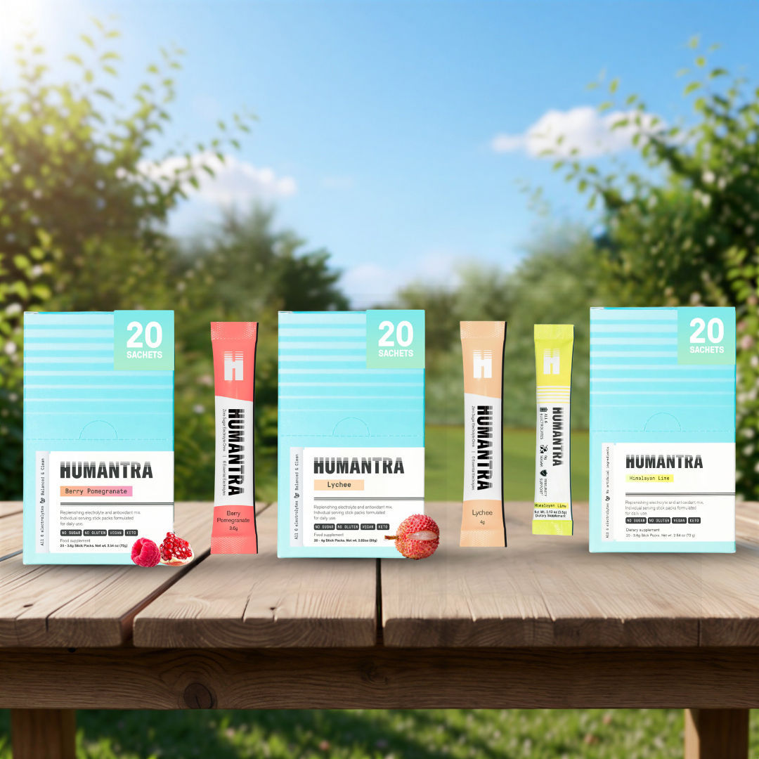 Humantra Electrolyte Elderberry 90 جم + Humantra Electrolyte Himalayan Lime 72 جم + Humantra Electrolyte Lychee flavour 80 جم