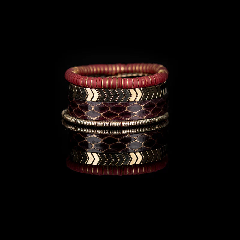 The Dark The Ember Trail Red, Gold & Brown Layered Bracelet Set