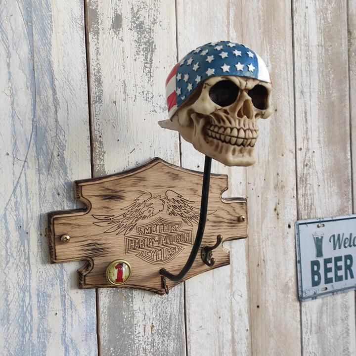 Motorcycle Skull Helmet Holder Skull Shape Helmet Holder Wall Decoration