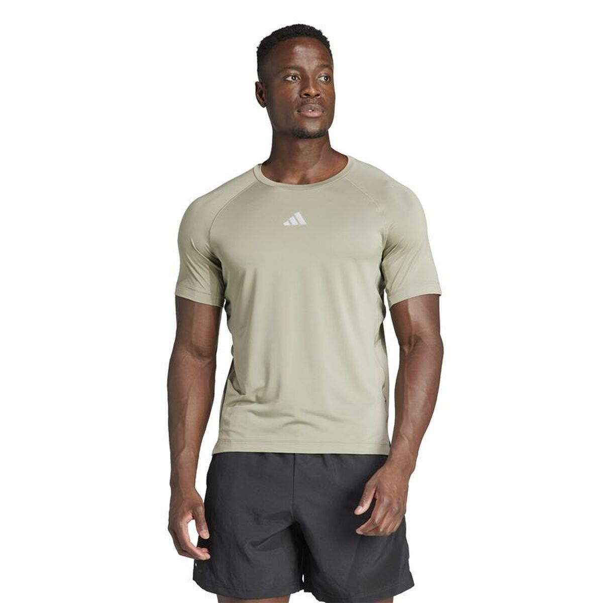 Men’s Short Sleeve T-Shirt Adidas Essentials Gym+ Beige