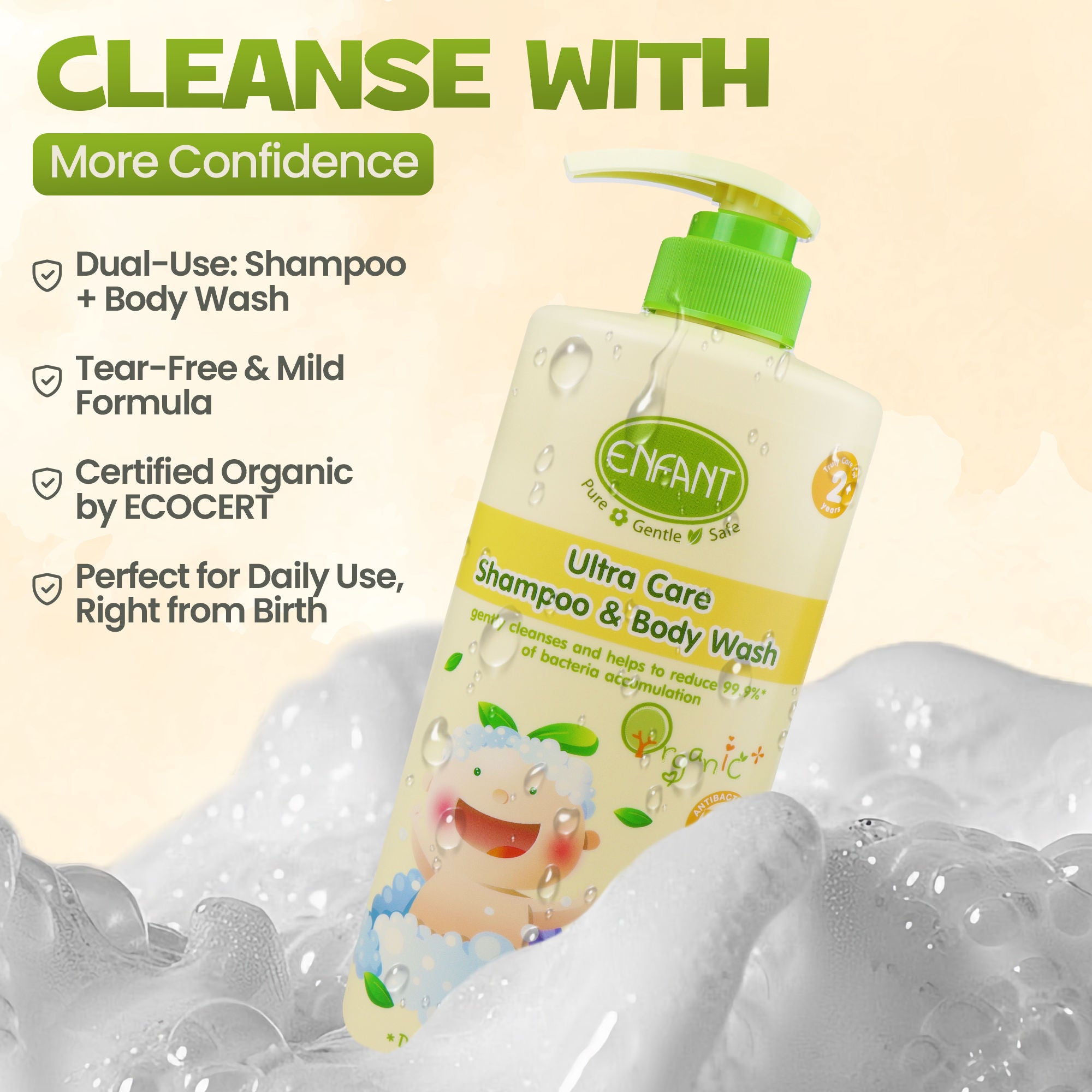 ENFANT Ultra Care Organic Plus Shampoo & Body Wash 500ml