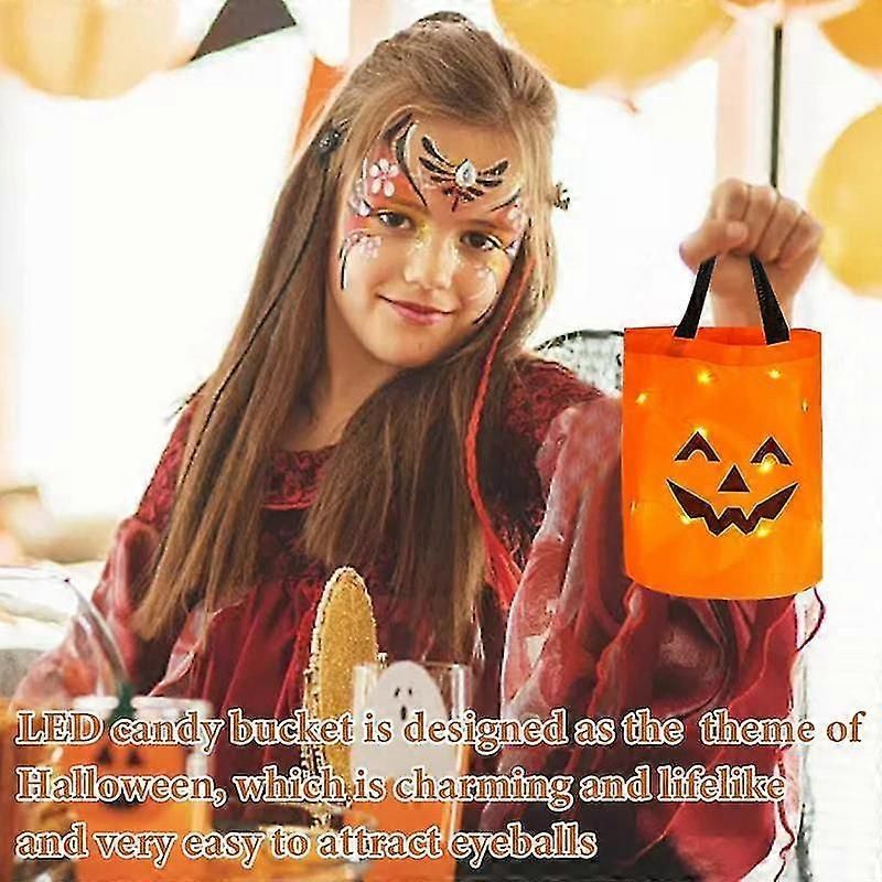Halloween Candy Tote Bucket With Lights Light Up Bag Holder Treat Goody Buckets Portable Party Favor
