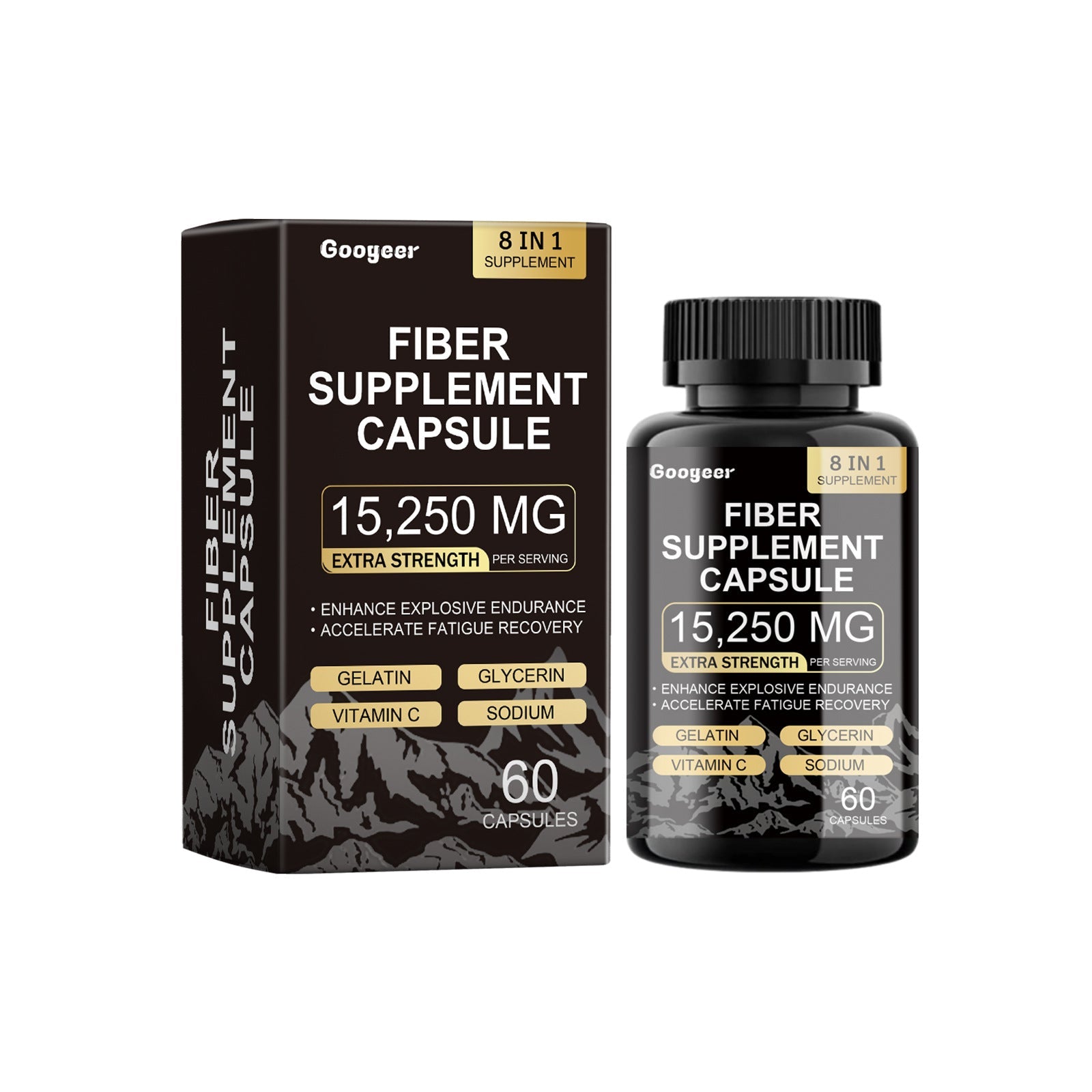 Boost Your Body Care, All-In-One Fiber & Supplement Capsules for Energy & Healing ,60 capsules