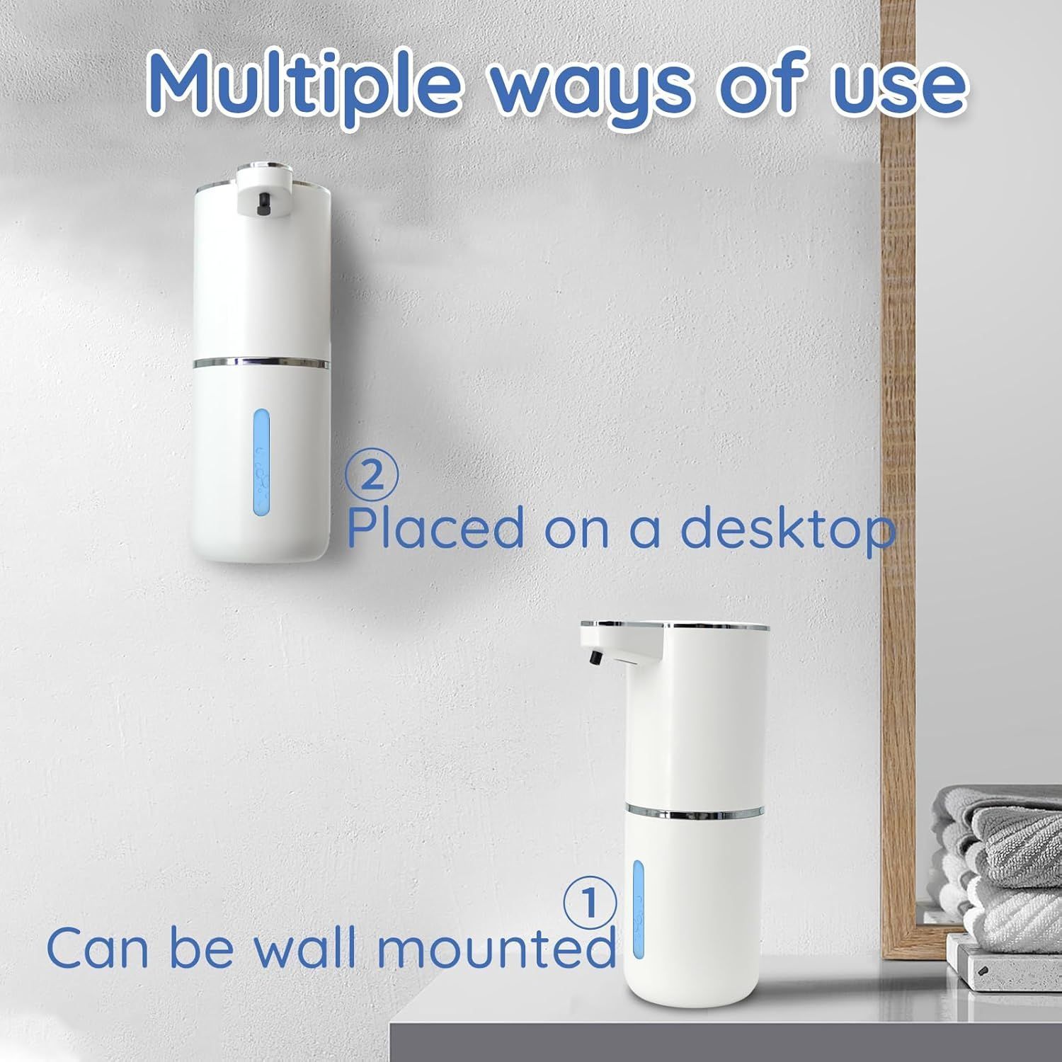 Foaming Soap Dispenser USB Rechargeable Automatic Soap Dispenser for Bathroom Kitchen