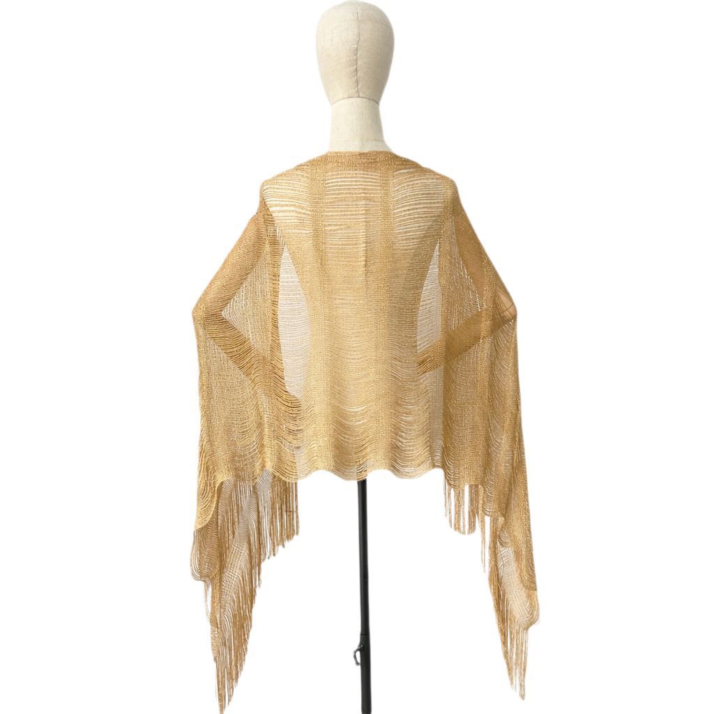 Champagne Gold Fringe Shawl Wrap for Wedding & Evening