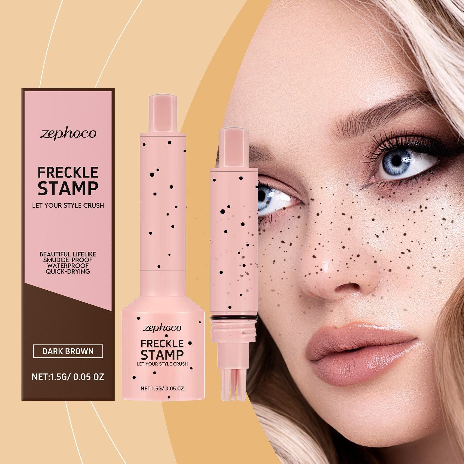 Dark Brown Face Makeup Freckle Stamp Pen, Quick-Dry, Natural Matte, Portable ,1.5g