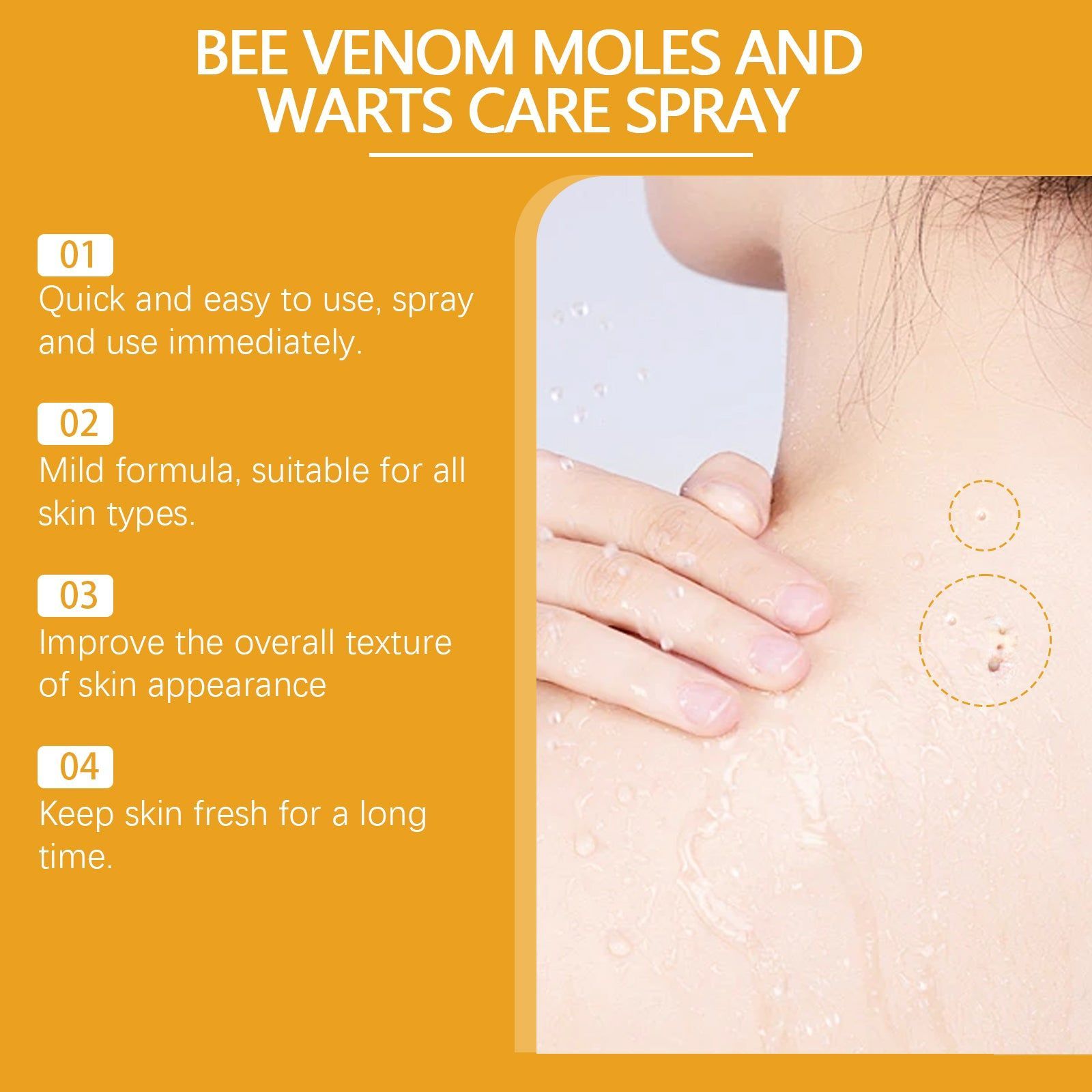 Beesvenom Wart & Skin Tag Spray, Natural Body Care, Fast Skin Repair ,30ml