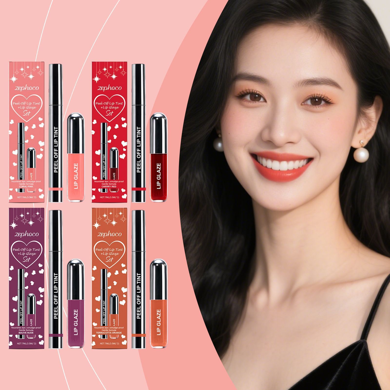 3.5ml+3.5ml Lip Liner and Lip Gloss Set with Long Lasting Color