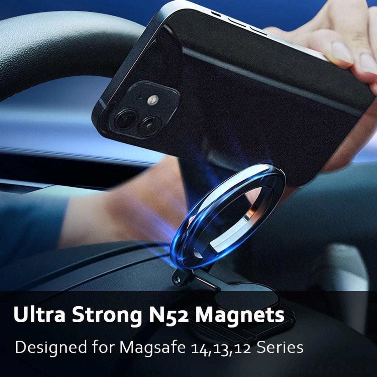Magnetic Phone Holder Ring Folding Car Mount With 360 Degree Rotation